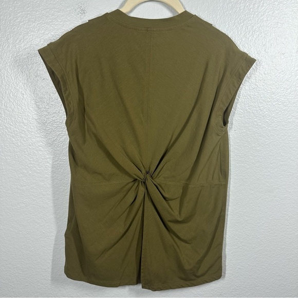 Athleta Outbound‎ Twist Tee Shirt Women's XXS Olive Green Jersey Knit V-Neck - Picture 6 of 7